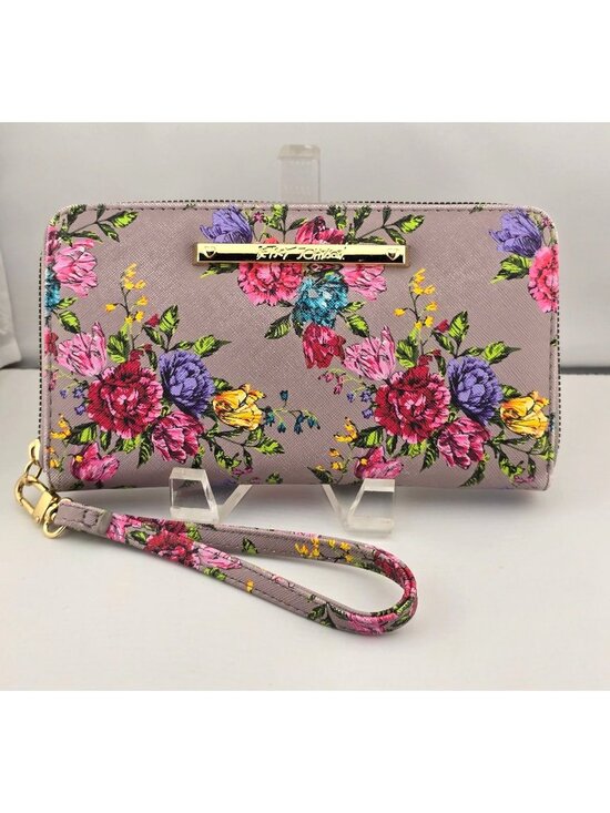 Betsey Johnson Handbags - Betsey Johnson Floral Print Zip-Around Wallet With Wrist Strap